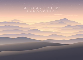 Leinwandbilder Lavendelfarbene Motive Minimalistic vector landscape background of mountains for your design.  © prohorov