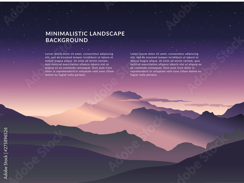 Minimalistic vector landscape background of mountains for your design.