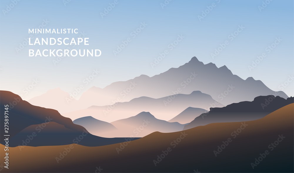 Minimalistic vector landscape background of mountains for your design.