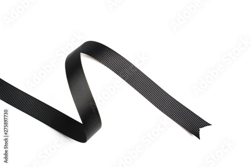 Black ribbon border isolated on white background