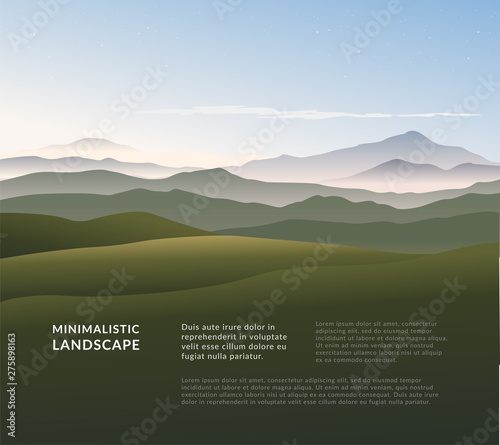 Minimalistic vector landscape background of mountains for your design.