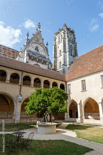 BOURG-EN-BRESSE / FRANCE - JULY 2015: Cloister of the Royal Monastery of Brou, in Bourg-en-Bresse town, France photo