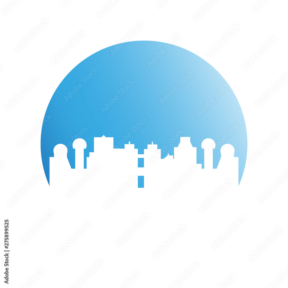 building, city skyline in blue circle building, city skyline in blue circle