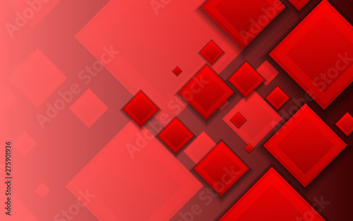 Abstract 3d red square on black vector background. Modern geometric and trendy solid color for use element banner, cover, presentation, business, advertising, corporate