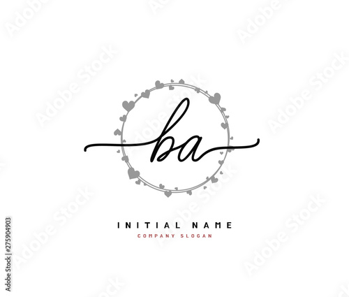 B A BA Beauty vector initial logo, handwriting logo of initial signature, wedding, fashion, jewerly, boutique, floral and botanical with creative template for any company or business.