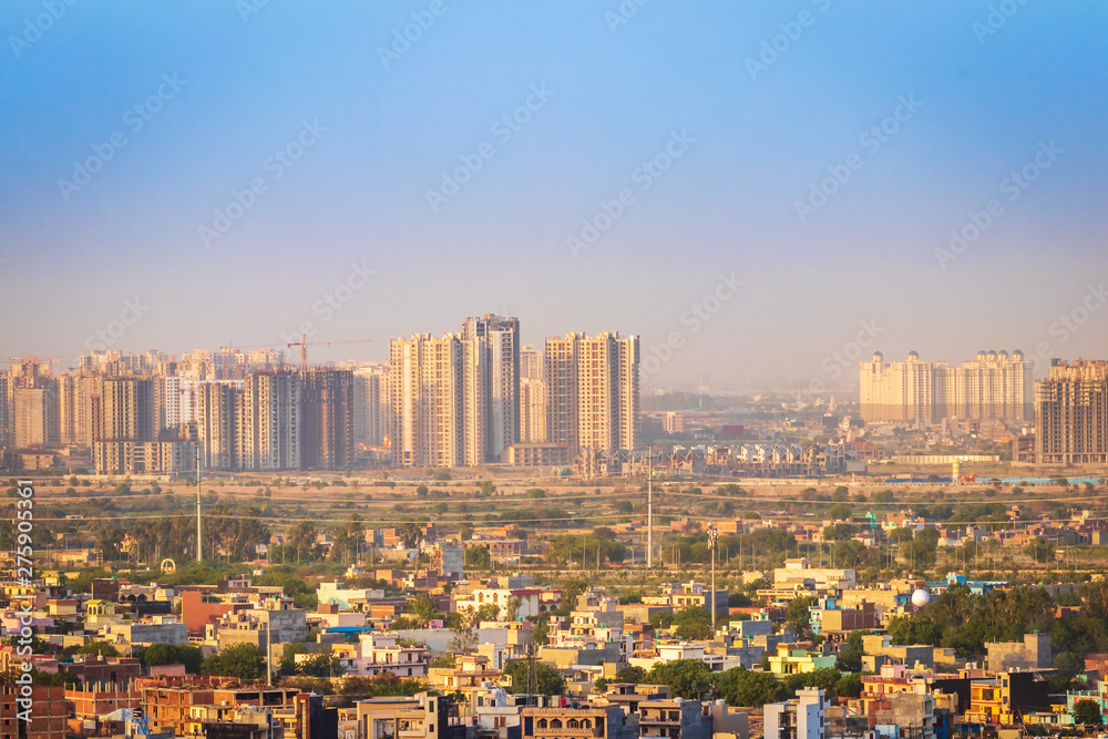 Fototapeta premium cityscape of high rise buildings for real estate projects . some buildings under construction 
