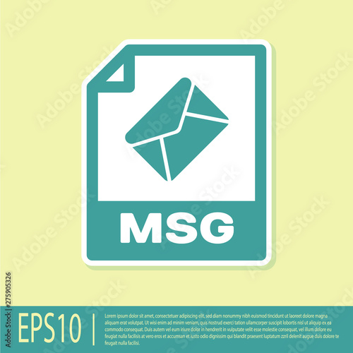 Green MSG file document icon. Download msg button icon isolated on yellow background. MSG file symbol. Vector Illustration