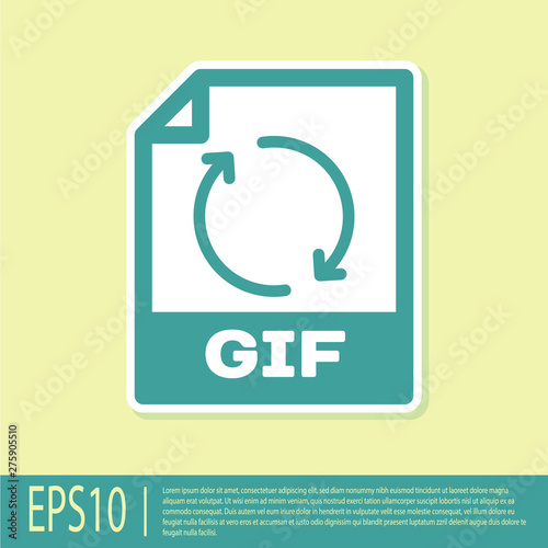 Green GIF file document icon. Download gif button icon isolated on yellow background. GIF file symbol. Vector Illustration