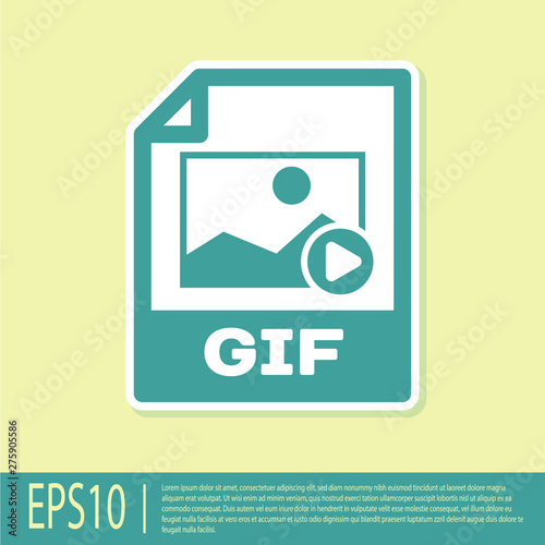 Green GIF file document icon. Download gif button icon isolated on yellow background. GIF file symbol. Vector Illustration