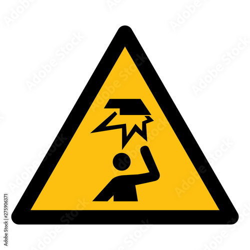 Beware Overhead Obstacles Symbol Isolate On White Background,Vector Illustration EPS.10