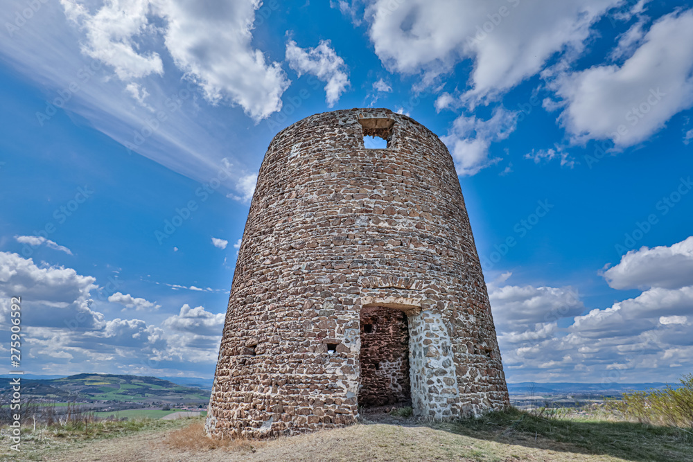 Landscape of old castle, Auvergne, France.