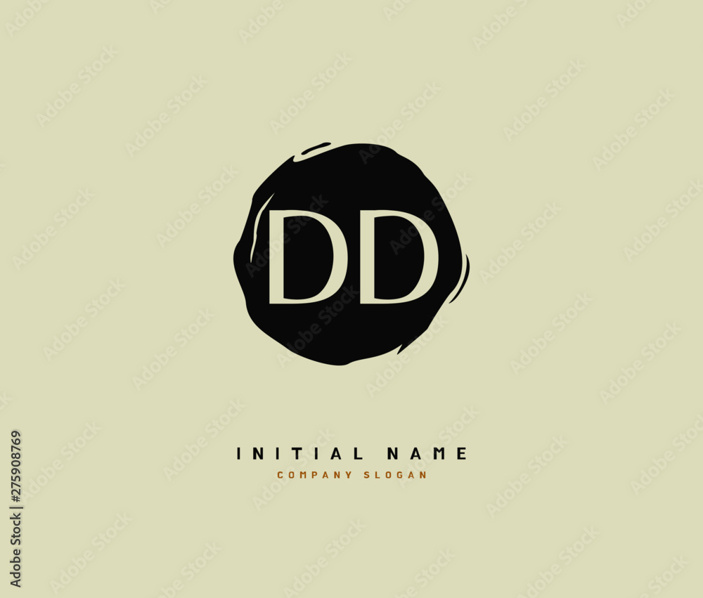 Obraz premium D DD Beauty vector initial logo, handwriting logo of initial signature, wedding, fashion, jewerly, boutique, floral and botanical with creative template for any company or business.