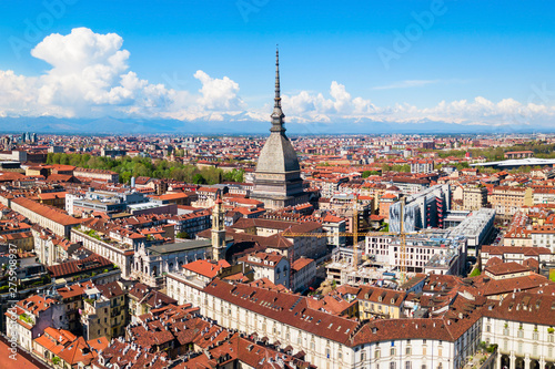 Canvas Print Turin aerial panoramic view, Italy