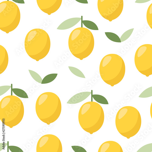 Lemon pattern, design for any purposes. Vector natural drink. Exotic summer fruit. White background.