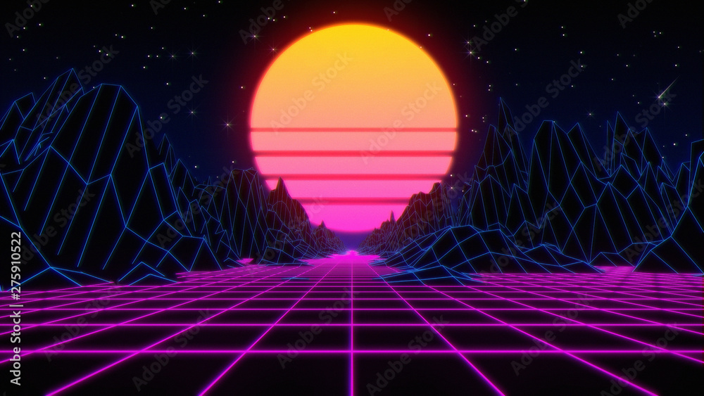 80s Synthwave Stock Illustration | Adobe Stock