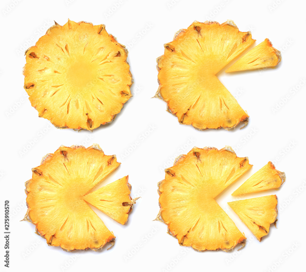 Fresh pineapple slices on white background Fresh pineapple slices on white background