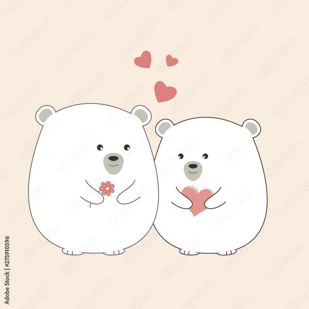 Greeting card Two lovely Cartoon polar Bears. Greeting card Two lovely Cartoon polar Bears.