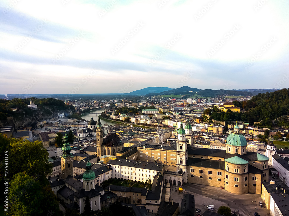 Salzburg city scape from the ramparts of Salzburg castle