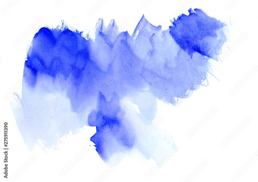 blue watercolor gradient strokes brush.Manual work.Watercolor banner in high resolution
