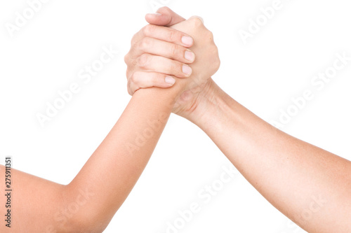 Man and Boy Arms in arm-wrestling competition