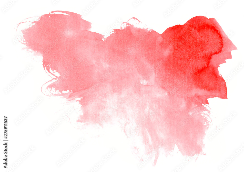  red  watercolor abstract strokes on white background.A pattern of watercolor spots for design