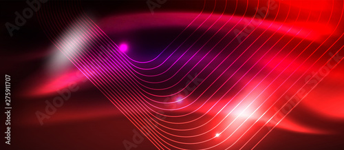 Glowing shiny neon squares abstract background, techno modern template