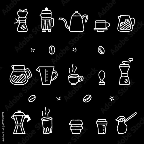 Rough Outline Coffee Manual Brewer Tool Graphic Collection