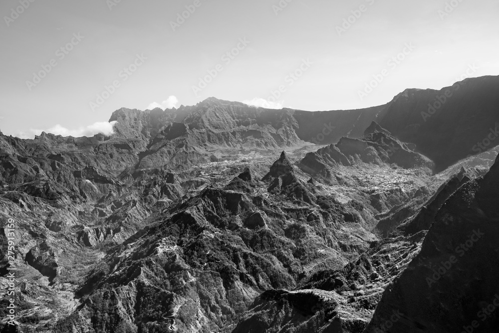 Black and white landscapes of Reunion Island