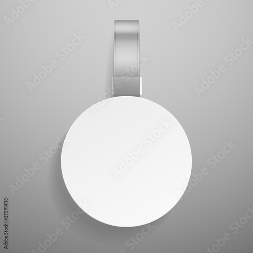 Round wobbler. Retail dangler or advertising priced hanging clear plastic sticker isolated vector white label template