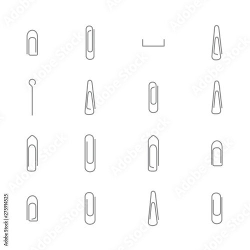 Set of various steel office clips, vector illustration.