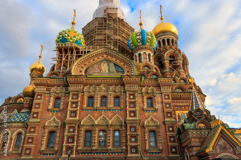 Church of the Savior on Spilled Blood or Cathedral of the Resurrection of Christ is one of the main sights of Saint Petersburg, Russia