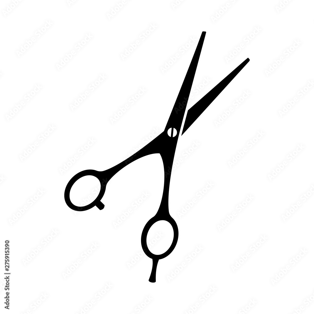 Black and white open scissors silhouette Black and white open scissors silhouette