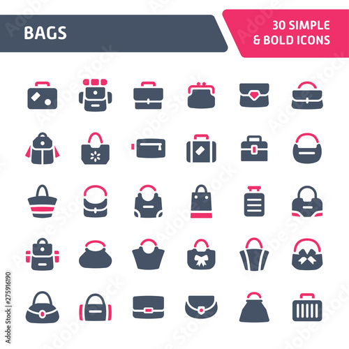 Bags Vector Icon Set.