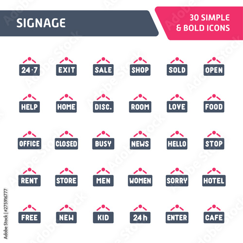 Wooden Plank Signage Vector Icon Set.