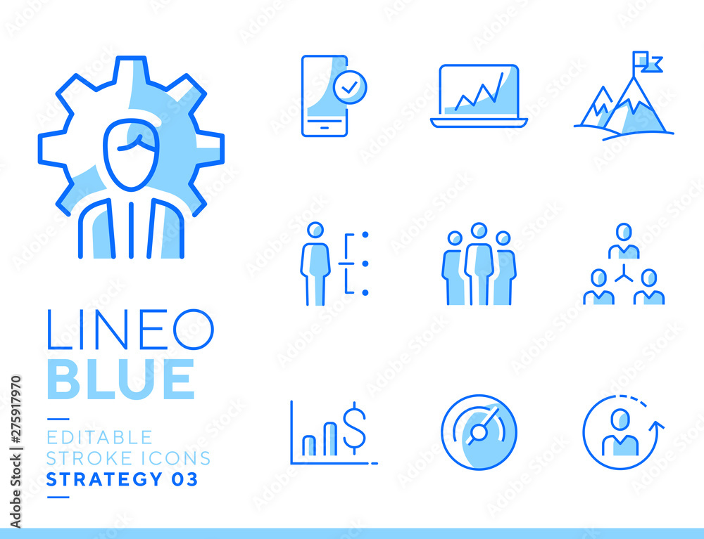 Lineo Blue - Strategy and Management line icons
