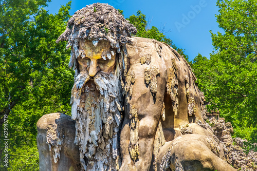 bearded man statue colossus of Appennino giant statue public gardens of Demidoff Florence Italy close up photo
