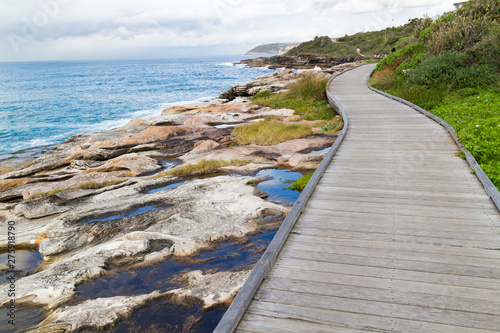 Boardwalk on the New South Wales coastline near Freshwater Bay, Sydney, Australia