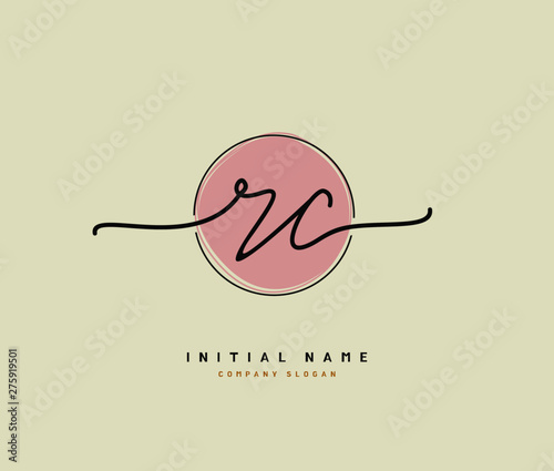 R C RC Beauty vector initial logo, handwriting logo of initial signature, wedding, fashion, jewerly, boutique, floral and botanical with creative template for any company or business.