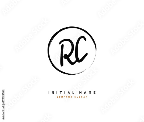 R C RC Beauty vector initial logo, handwriting logo of initial signature, wedding, fashion, jewerly, boutique, floral and botanical with creative template for any company or business.