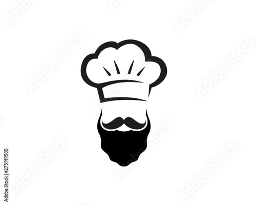 Creative Abstract Chef Hat Beard Logo Design Vector Symbol Illustration