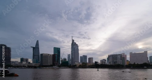 Wallpaper Mural Time lapse landscape skyline sunset to night of Ho Chi Minh city or Sai Gon. Royalty high-quality stock footage time lapse or timelapse footage of Ho Chi Minh City in sunset to night with cloudy sky Torontodigital.ca