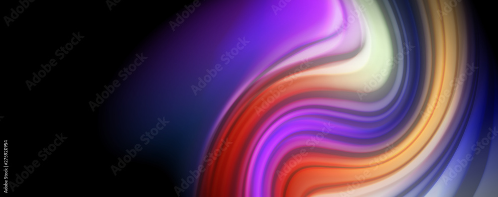 Fototapeta premium Fluid liquid color wave lines, glowing colorful light effect, abstract composition template. Geometric technology abstract pattern. Movement concept