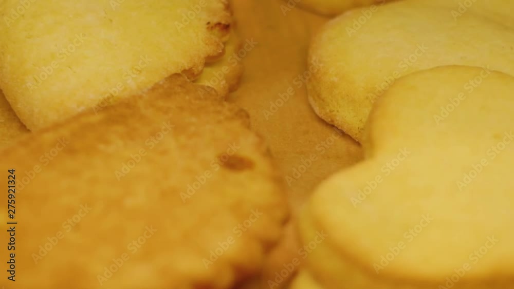 Cookies in the bakery. Freshly bakery products. Cookies baked in the oven. Close up shot. Cookies in the bakery. Freshly bakery products. Cookies baked in the oven. Close up shot.