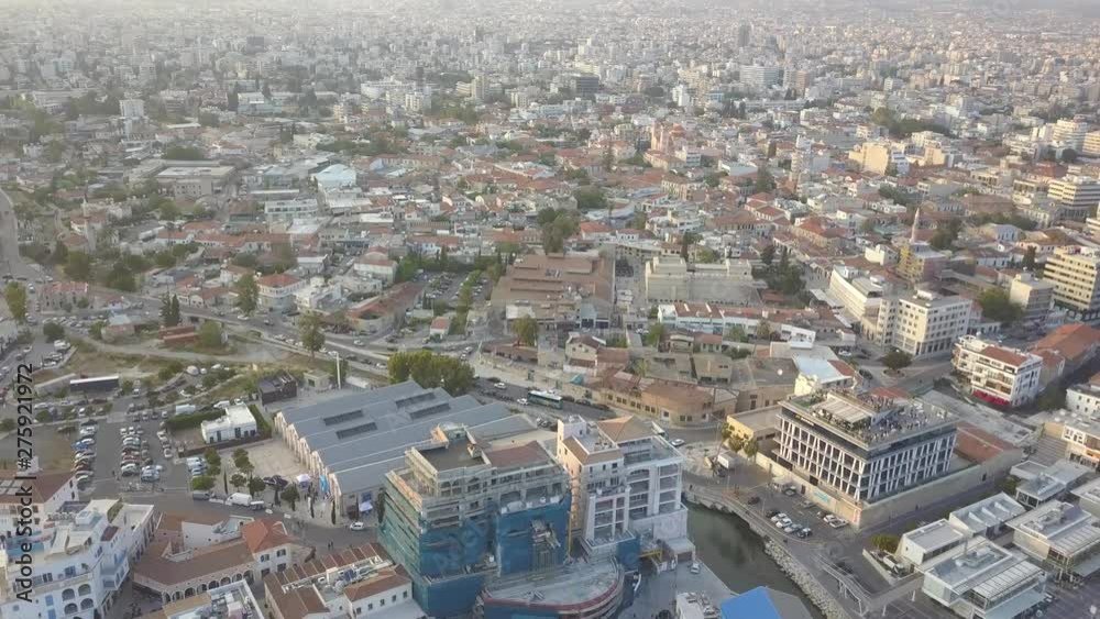 Aerial of historical center and newer suburbs of Limassol (Lemesos) city, Cyprus Aerial of historical center and newer suburbs of Limassol (Lemesos) city, Cyprus