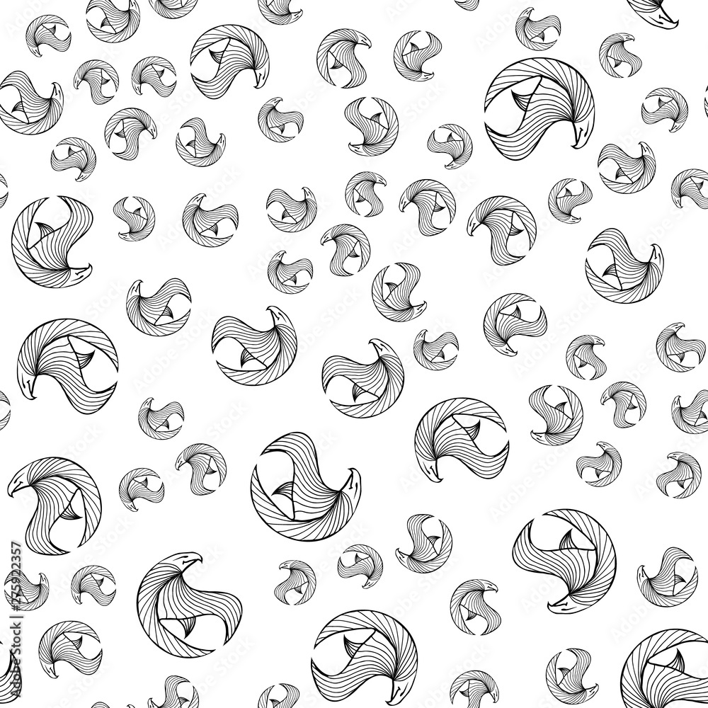 Seamless pattern of hand drawn vector eagle isolated on white background. Fantastic dragon icon. Freehand seamless silhouette of mythology aminal. Fantasy outline illustration Seamless pattern of hand drawn vector eagle isolated on white background. Fantastic dragon icon. Freehand seamless silhouette of mythology aminal. Fantasy outline illustration