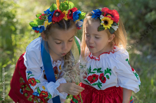Sisters in Ukrainian national dress