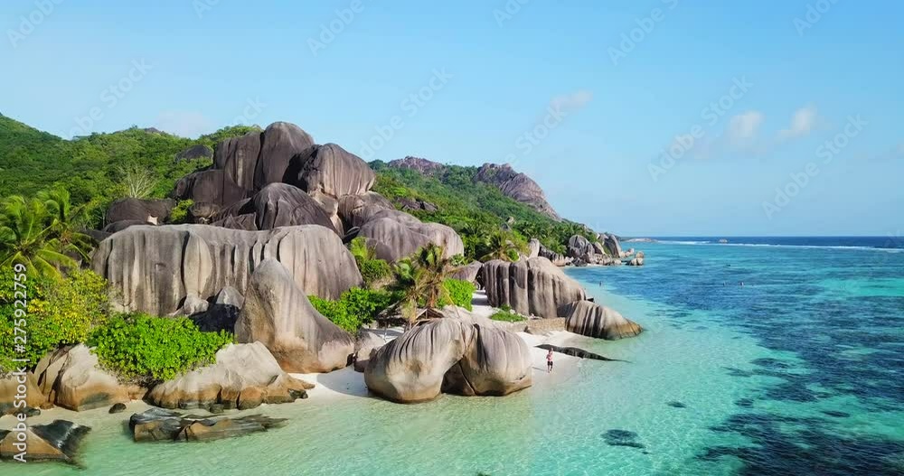 Aerial Forward: Exploring the Magnificent Rock formation of Seychelles Beach