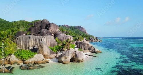 Aerial Forward: Exploring the Magnificent Rock formation of Seychelles Beach photo