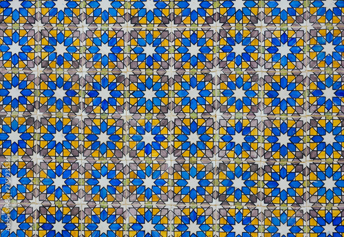 Portuguese, colorful ceramic tile. Typical azulejo decoration in Portugal