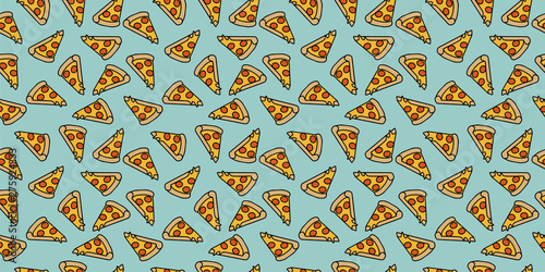 pizza pattern drawing background. Junk food seamless hand drawn for wrapping and decoration print.